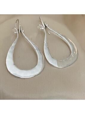 RLM BronzeThailand Hammered Silver plated brass Teardrop Drop Earrings